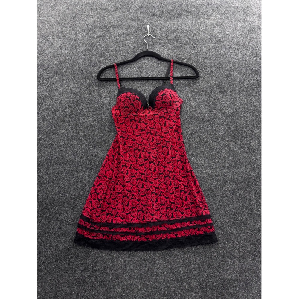 Marilyn Monroe Intimates Red Rose Lace Trim Chemise Nightgown Small 3113-49